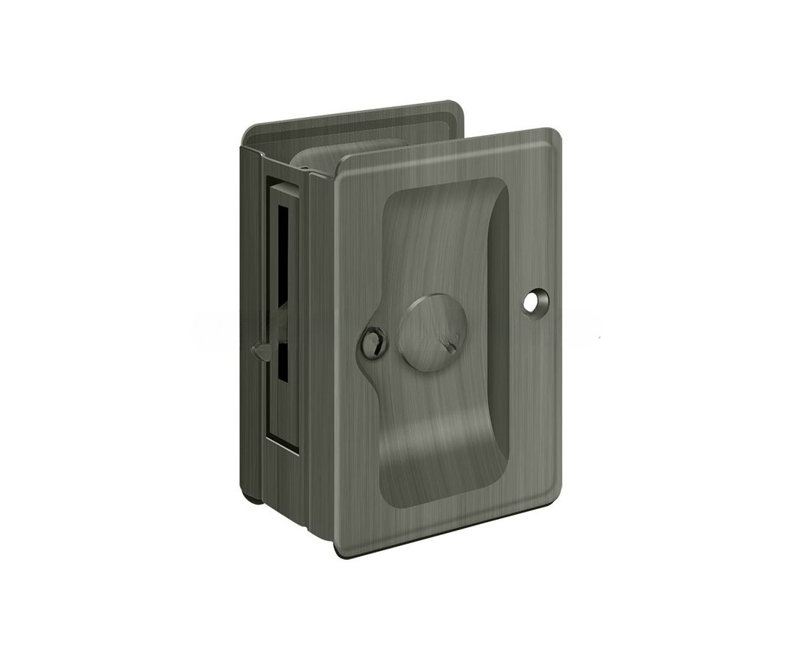 Deltana SDLA325U15A HD Pocket Lock, Adjustable, 3-1/4" x 2-1/4" Privacy in Antique Nickel, Antique Nickel