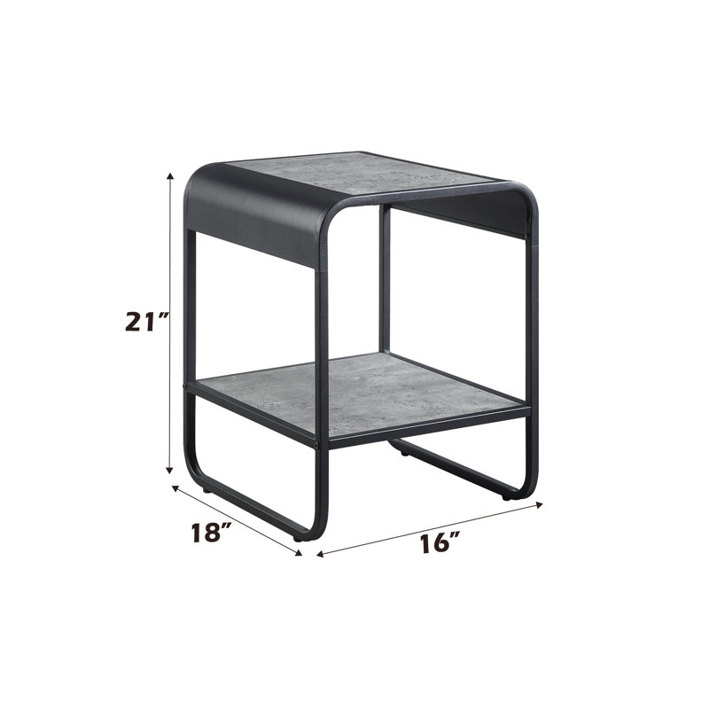 Table de bout moderne noire et grise avec placage décoratif gris béton élégant et pour l'intérieur