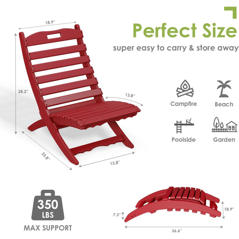 Smilja Foldable Outdoor Adirondack Chair, Red