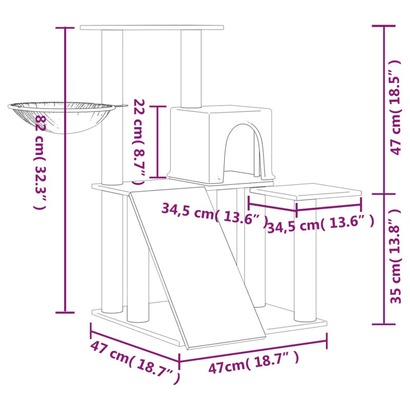 87Cm Rowan Cat Condo, Dark Grey