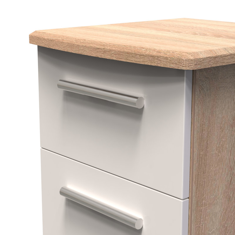 Borgeson 40cm W Manufactured Wood Bedside Table, Kashmir Gloss/Bardolino Oak