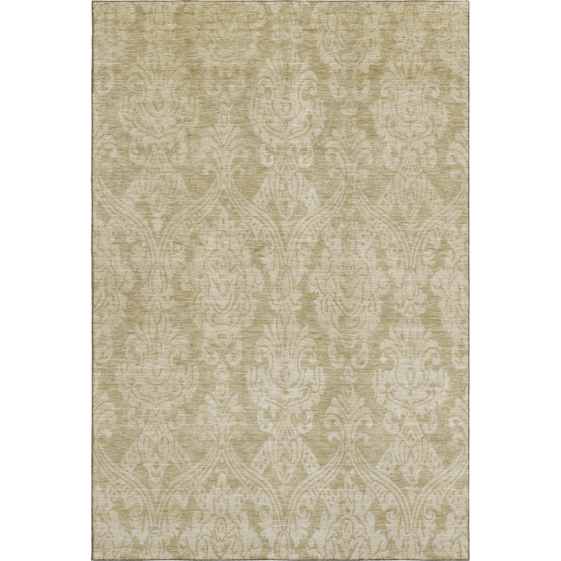 Premium Machine Washable Honig AMF1659 Damask Rug, Rectangle 9' x 12'