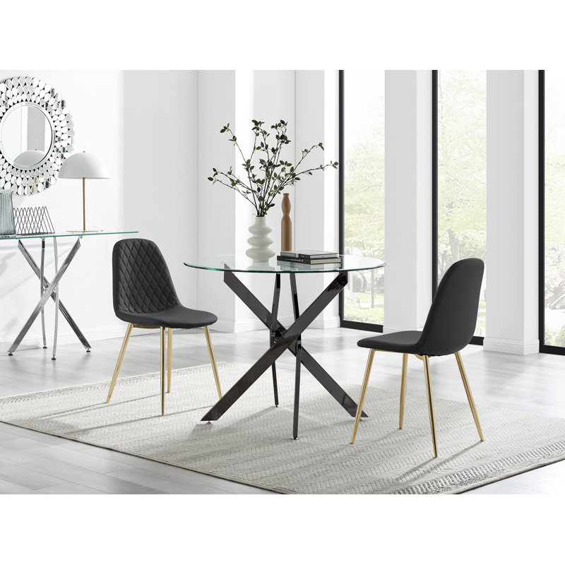 Bernell 2 - Person Dining Set, Black/Gold