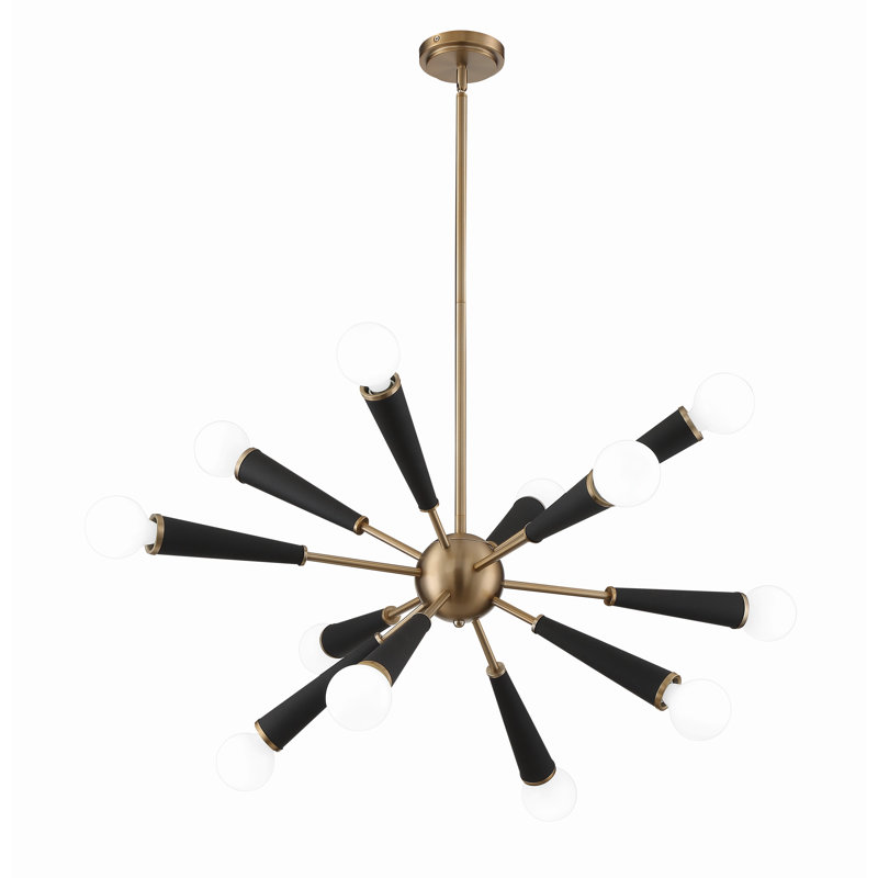 Lustre sphérique spoutnik 12 lumières Kaz, Noir / or