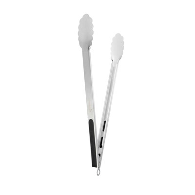 Restaurantware Grilling Tongs - 1 Count Pack - Met Lux 20" x 2" Stainless Steel Grill Tongs, Scalloped Tips, Ergonomic Design, Heat Resistant - Silicone Handle Barbecue Tool For Outdoor Cooking