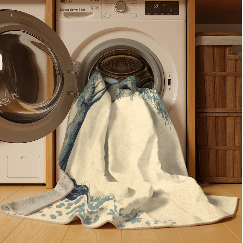 Tapis lavable à la machine à motif rétro style champêtre français en beige, 4 x 6