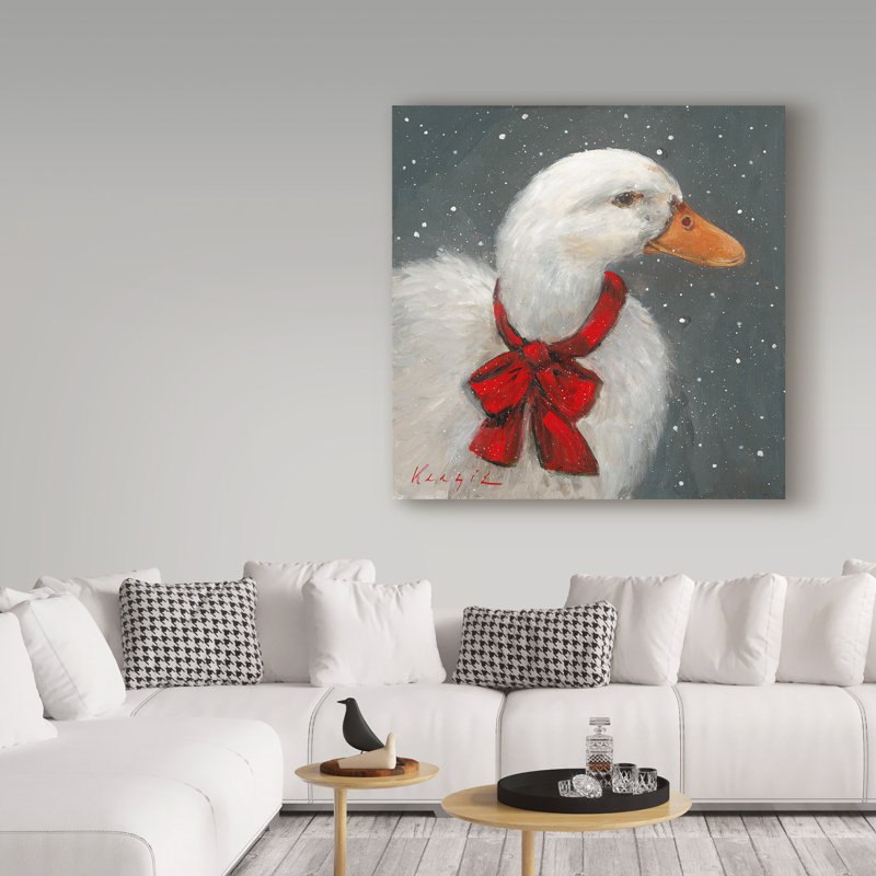 Impression sur toile tendue «Hinth Goose Red Xmas Bow», H 18 po x l 18 po x P 2 po