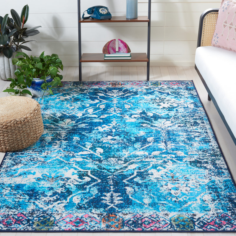 Tapis floral lavable à la machine Spirz Riviera, Rectangle 5 pi 5 po x 7 pi 7 po