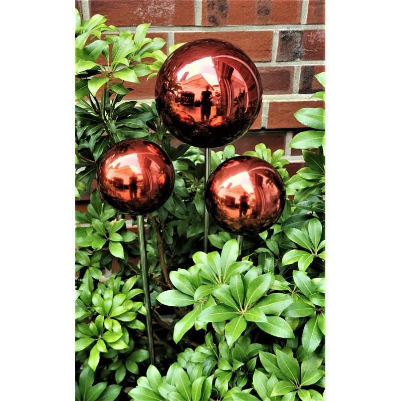 Charri Stainless Steel Gazing Ball, 85cm H x 25cm W x 25cm D, White/Opaline