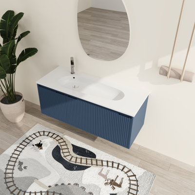 Toxby 48''Single Sink Wall Mounted Bathroom Vanity,with 3 Doors,White Waterdrop Gel Coat Basin