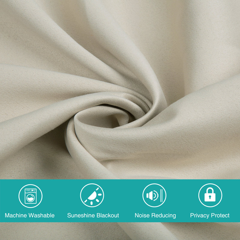 2 Pieces Thickened Blackout Curtains For Indoor And Outdoor Use, 34" W x 95" L, Beige