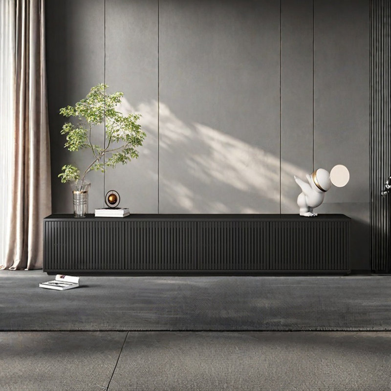 Crédence de rangement moderne 86,6 po, Noir, L 86,61 po x H 16,53 po x P 16,14 po