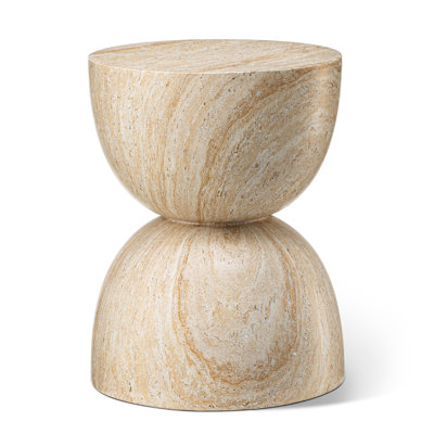 17.75"H Multi-Functional MGO Hourglass-Style Faux Travertine Garden Stool by Brayden Studio