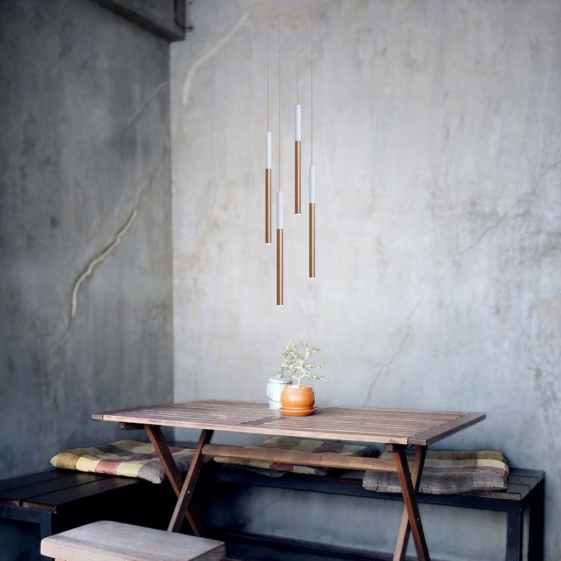 Baileyton 4 - Light Cluster Pendant, White Top / Brushed Copper