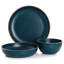 Ensemble 12 pièces de vaisselle en mélamine bleu sarcelle foncé