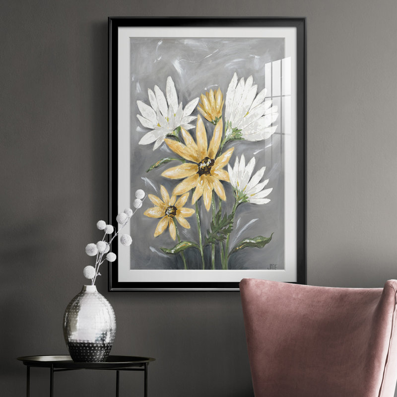 " Summer Daisies I ", 24.5" H x 18.5" W x 1" D, Black