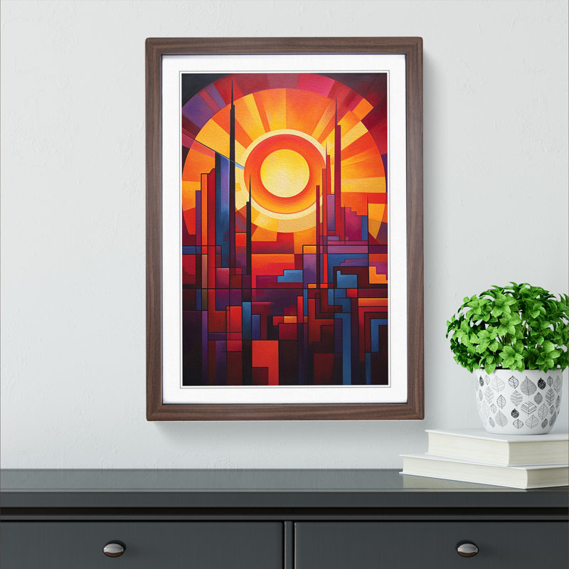 Single Picture Frame Print on Wood, 64cm H x 46cm W, Walnut Framed