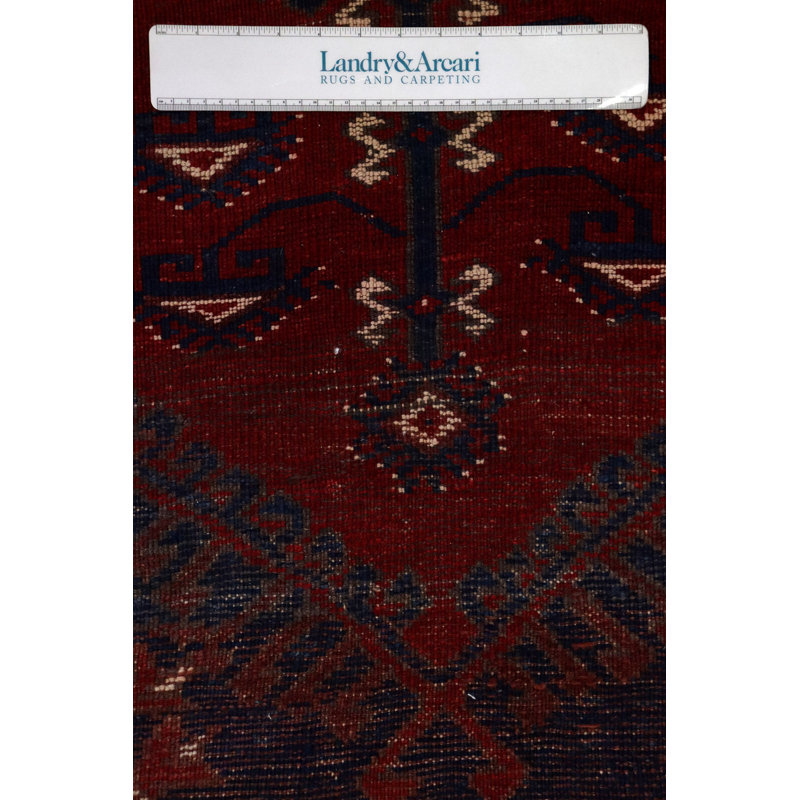 Tapis unique rouge, ivoire et bleu 3 pi x 4 pi 9 po Kars