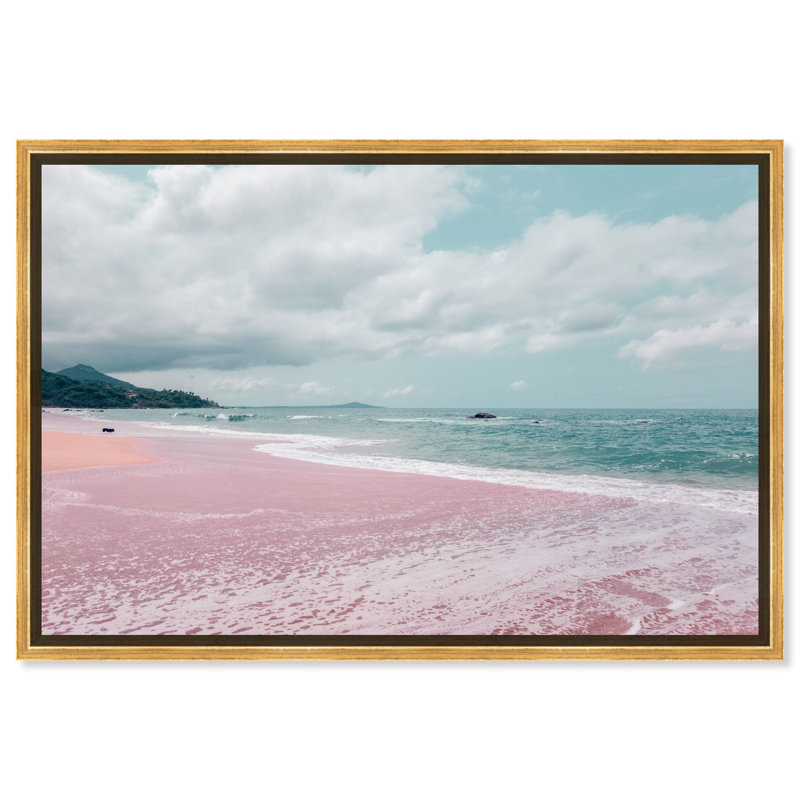 «Molina Beach», art mural rétro californien par Notoriart, Cadre doré, H 21 po x l 31 po