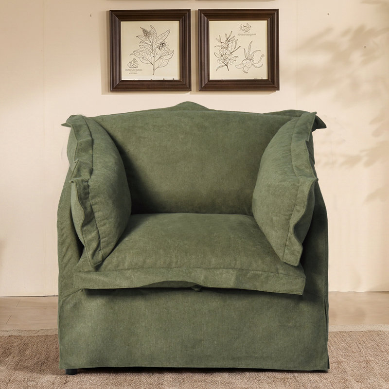 Ensemble de salon 2 pièces avec canapé rembourré et fauteuil, Vert
