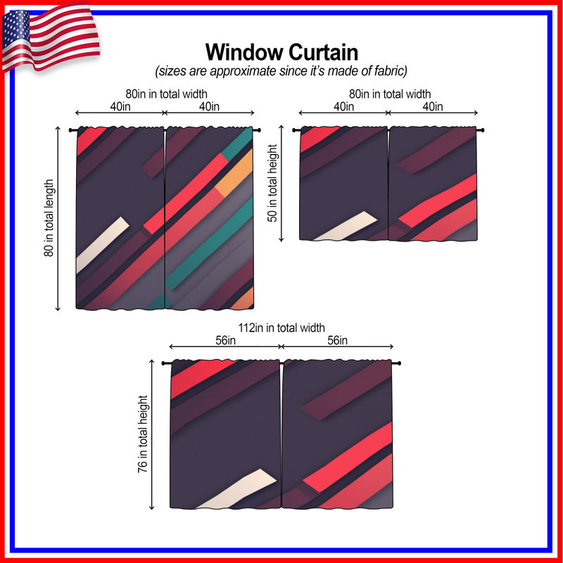 Rideaux de fenêtre à motif diagonal et rayures obscurcissant - 2 panneaux, 40 po x 50 po - 2 panneaux