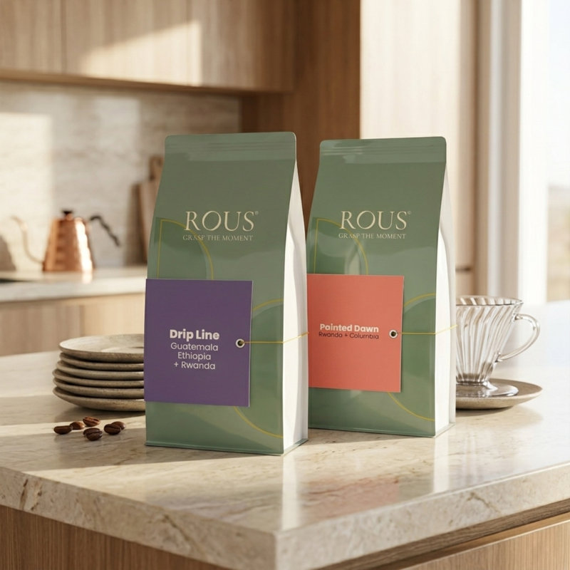 ROUS Painted Dawn Coffee – Rwanda + Colombia Whole Bean Coffee, Rich & Smooth, 12 oz