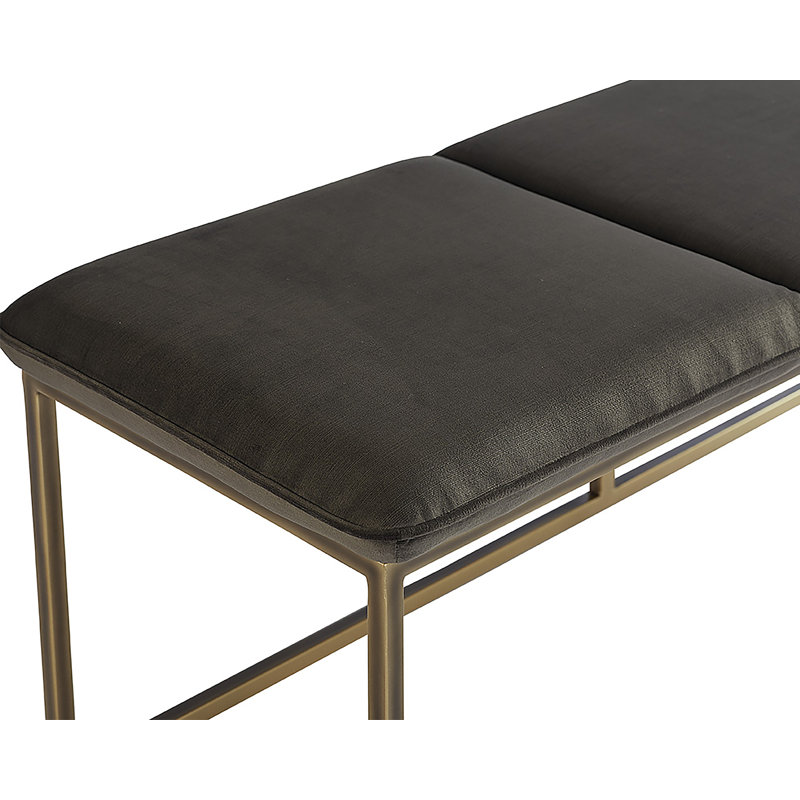 Banc rembourré en mélange de polyester Souza, Tissu natté performance gris foncé