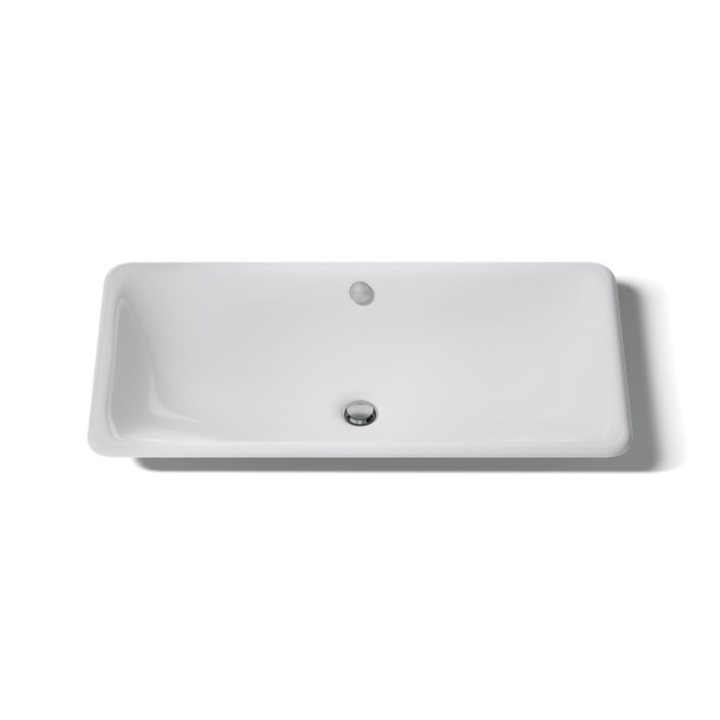 Iron Plains Metal Rectangle Dual Mount Bathroom Sink with Overflow, White