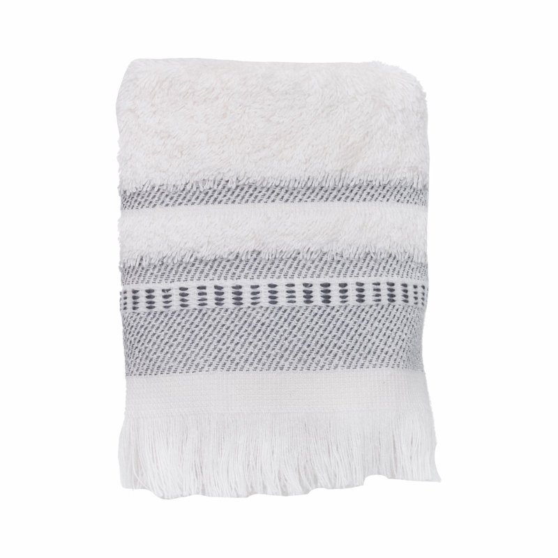 Sanket Midweight Washcloth, Off-White/Anthracite Grey