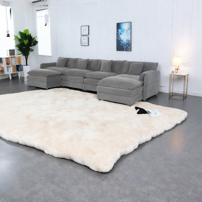 Canapés modulaires confortables en chenille gris avec repose-pieds mobiles pour une vie moderne