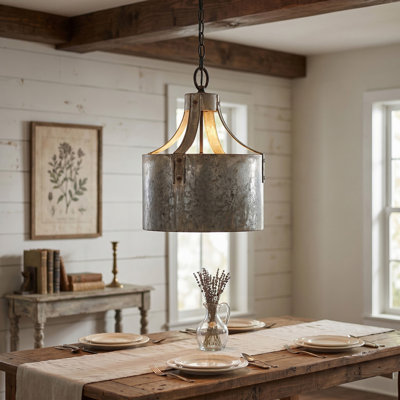 D11x15" Antique Silver Iron X-Light Chandelier, Large