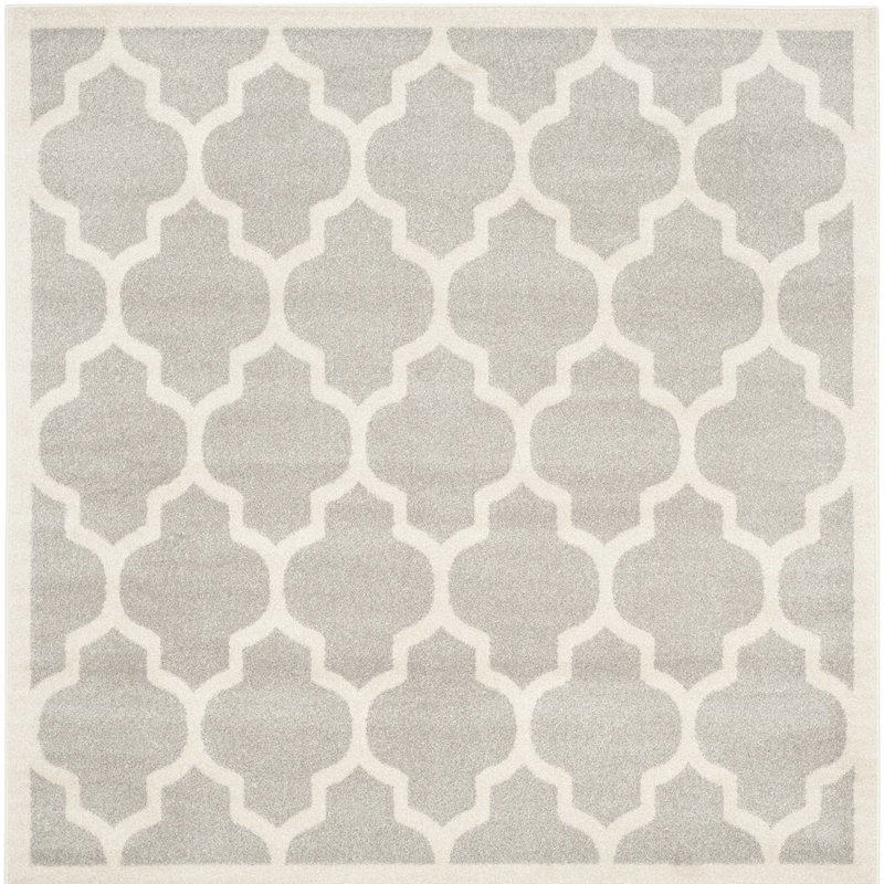 Tapis géométrique gris clair / beige Ammundsen, Carré 7 pi