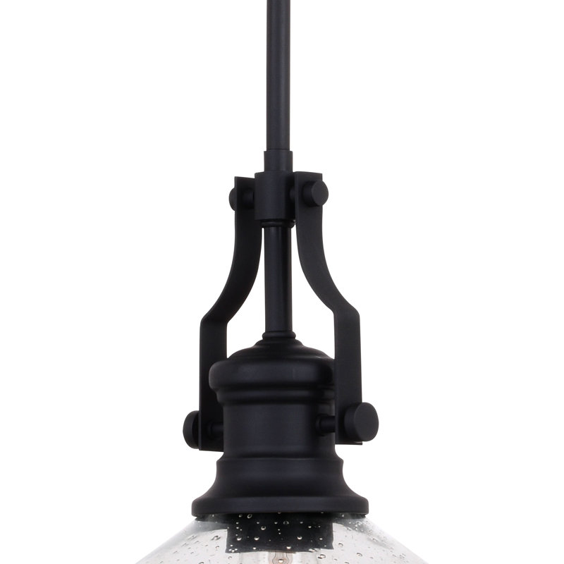 Luminaire suspendu en forme de dôme à 1 lumière Manville, H 17 po x l 9 po x P 9 po, Noir