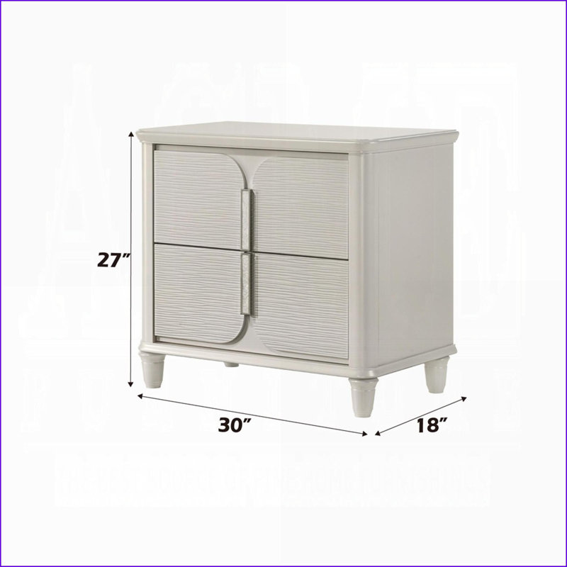Table de chevet 2 tiroirs Pearl White Luxury Glam