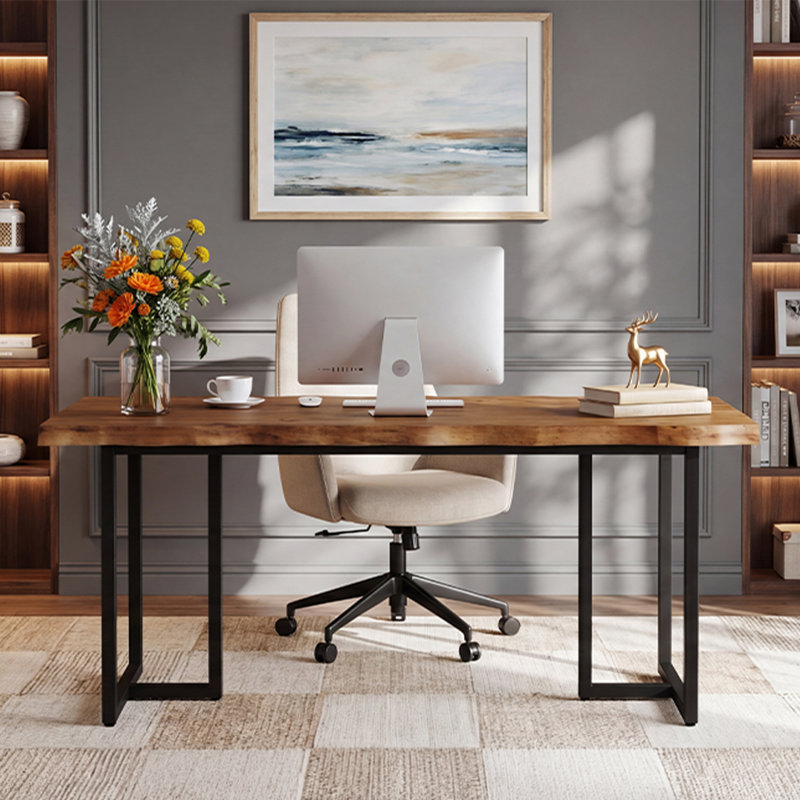 Solid Wood Steel Writing Desk