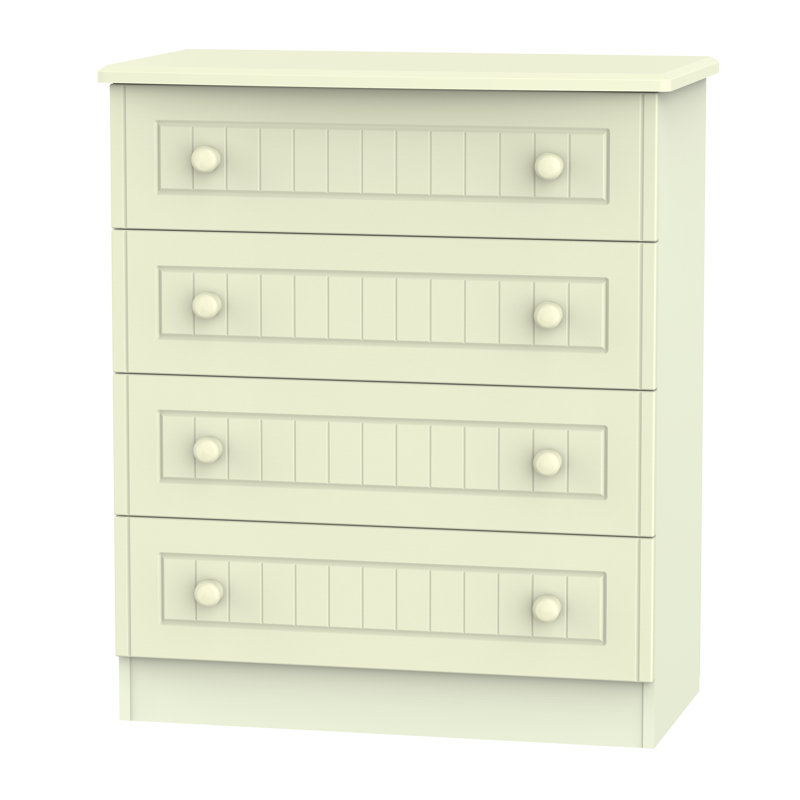 Fully Assembled Saxena 4 Drawer Chest, Cream