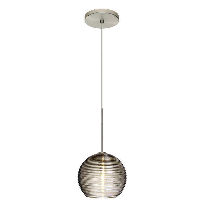 Luminaire suspendu sphère 1 lumière Kristall, Nickel satiné, Fumée