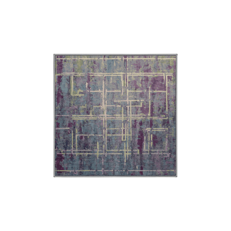 Tapis gris lavable à la machine, Carré 6 pi