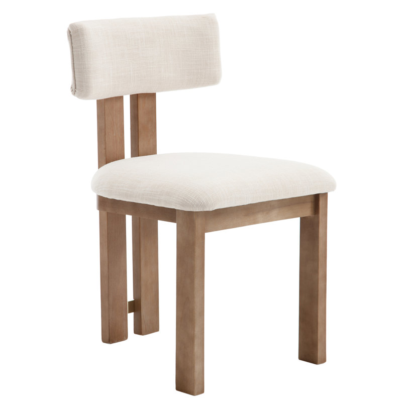 Mahkar 19'' H Upholstered Side Chair, Linen Beige, Brown