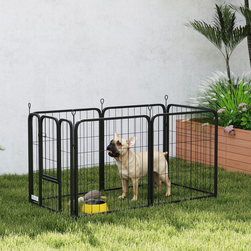 Six-Panel Dog Playpen with Door for Indoor Outdoor Tall, 60" H x 112" W x 56" D