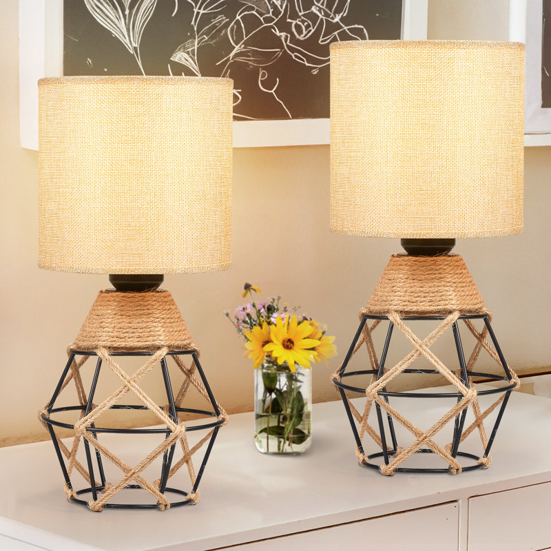 Ensemble de 2 lampes de table tissées avec interrupteur marche / arrêt
