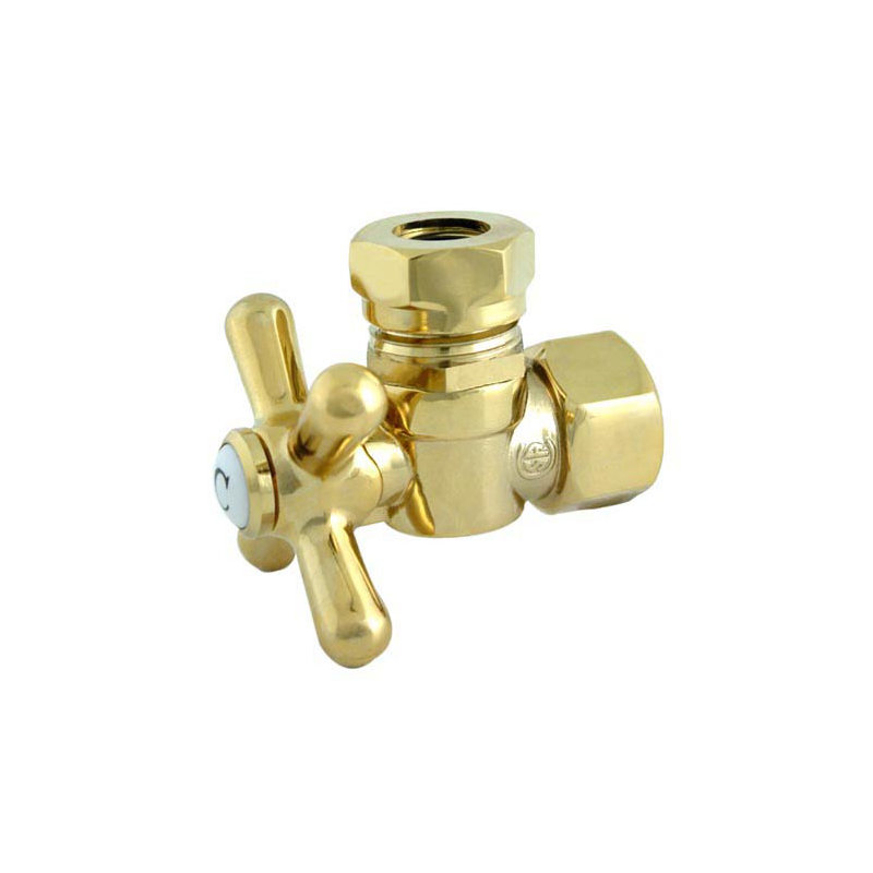 Kingston Brass Vintage 1/2-Inch FIP x 1/2 or 7/16-Inch Slip Joint Quarter-Turn Angle Stop Valve, Polished Brass