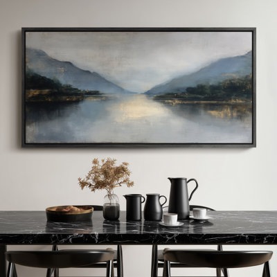 Extra Large Serene Mountain Lake Reflection Framed Canvas Print Wall Art