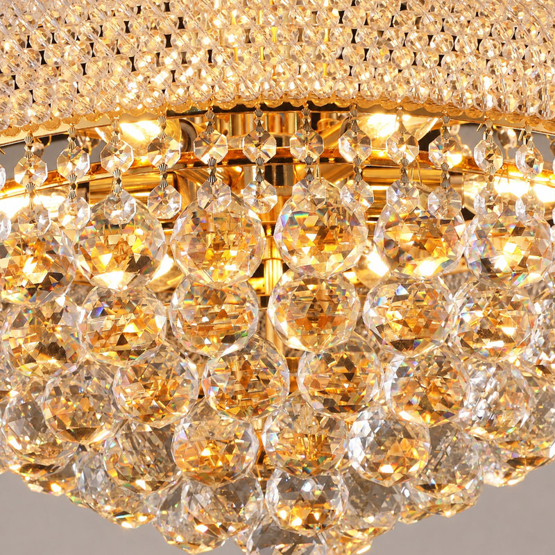 Lustre Empire à 9 lumières de 23 cm (9 po) avec cristaux, doré, 12-Light