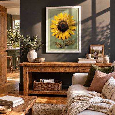 Golden Sunflower Study Botanical - Framed Print