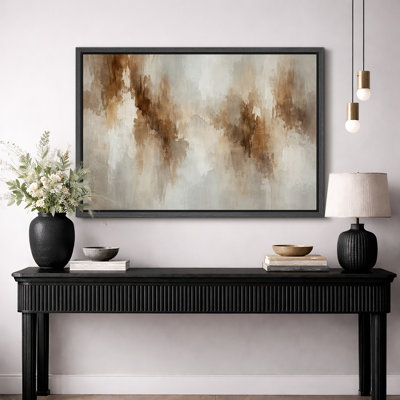 Vertical Earth Tone Abstract Artwork, Living Room Pictures, Framed Canvas Giclee Print Wall Art