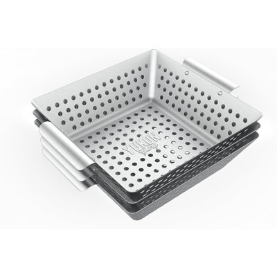 Yukon Glory 3-piece square grill basket set with protective pads, stainless steel