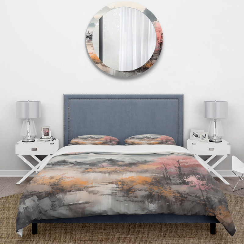 Ensemble de housse de couette en microfibre / polyester Golden Whispers Of Japon II Bedding