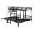 Metal Triple Bunk Bed With Storage Shelves Staircase-590518774