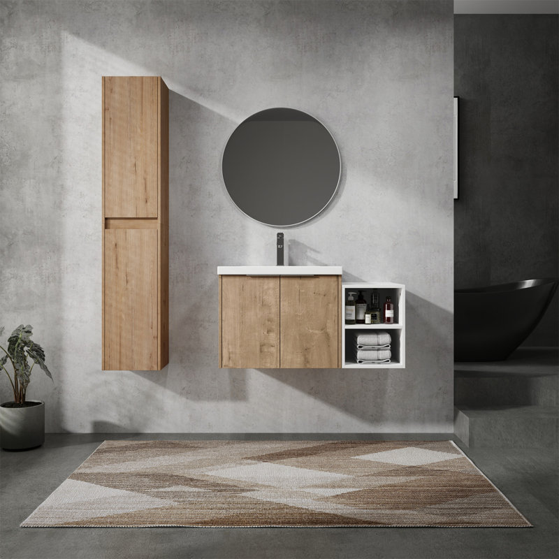Meuble-lavabo mural avec lavabo et armoire latérale, 36"